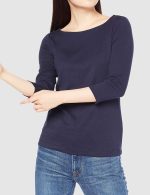 Essentials Women's Slim-Fit 3/4 Sleeve Solid Boat Neck T-Shirt - Image 9